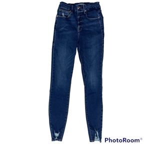 Good American Good Waist Skinny Distressed Ankle